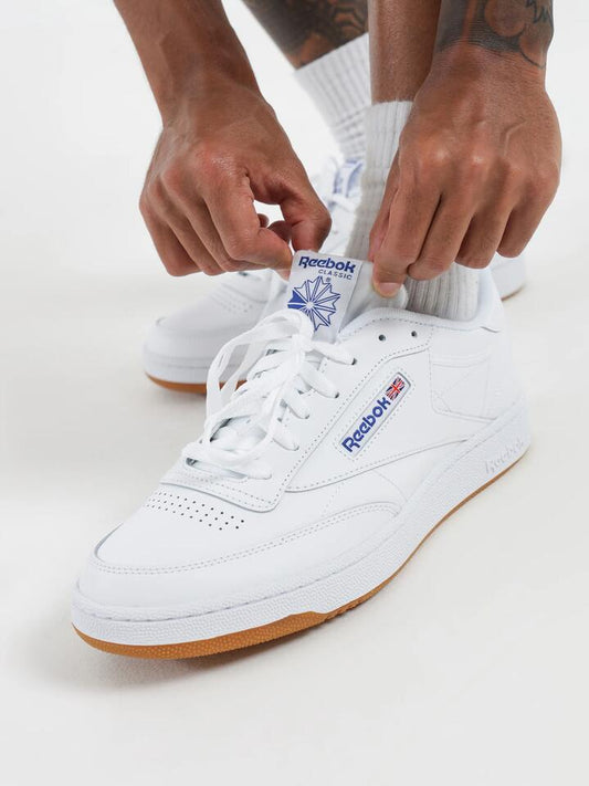 Image of Sneakers. Productname: Reebok Unisex Club C 85 Sneakers in White/Blue colour by brand - Reebok