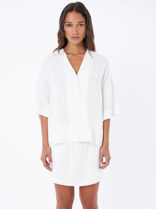 Image of a model wearing Tops. Productname: Lulu & Rose L&R Boxy Shirt in Off White colour by brand - Lulu & Rose
