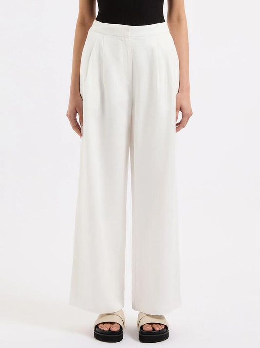 Image of a model wearing Pants. Productname: Nude Lucy Thilda Linen Culotte in White colour by brand - Nude Lucy