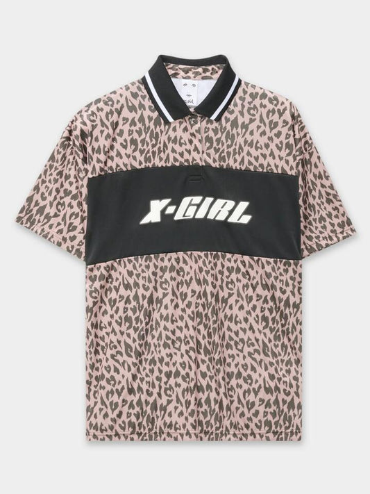 Image of a model wearing Tops. Productname: Xgirl Football Tee in Leopard colour by brand - Xgirl