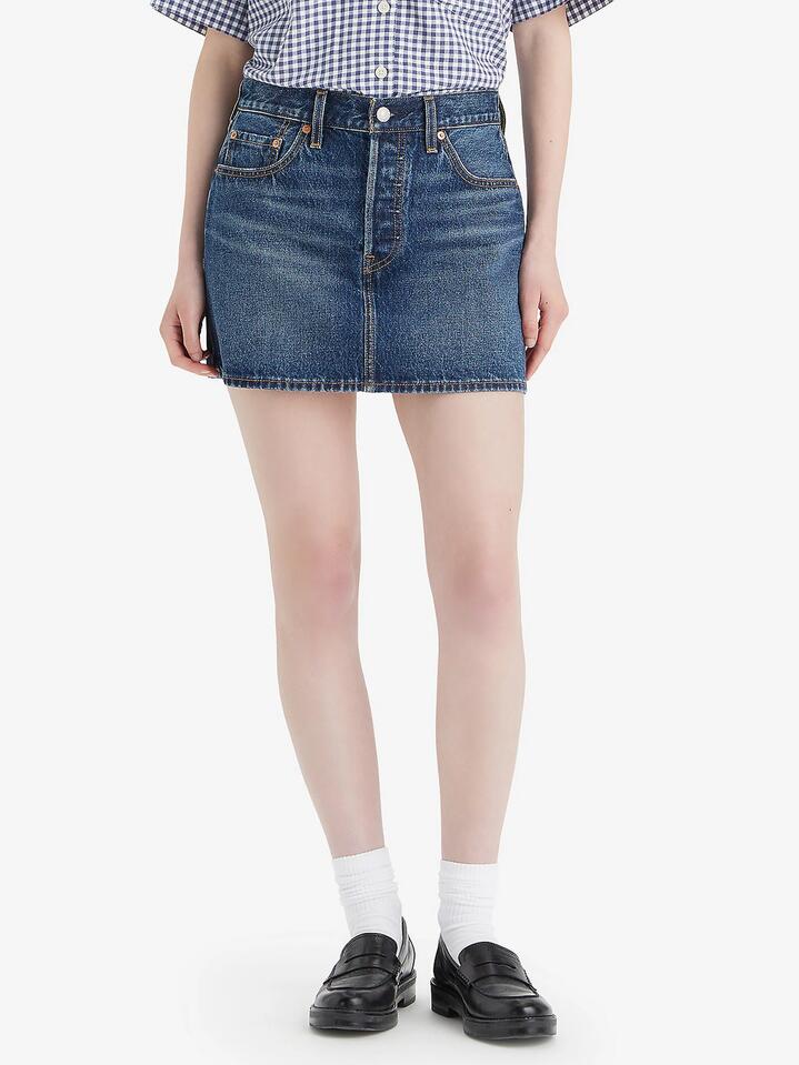 Image of a model wearing Skirts. Productname: Levis Icon Skirt in Lost Peace of Mind in PEACE OF MIND colour by brand - Levis