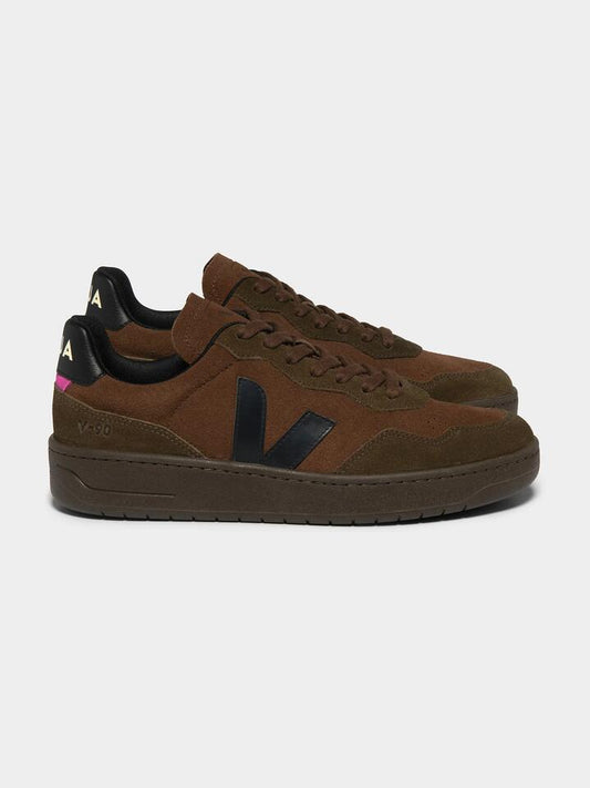 Image of Footwear. Productname: Veja Unisex V-90 Suede in Walnut Black colour by brand - Veja