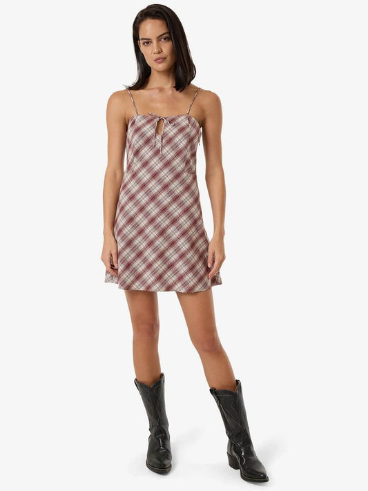 Image of a model wearing Dress. Productname: Thrills Good Turn Fairmont Mini Dress in Bracken colour by brand - Thrills
