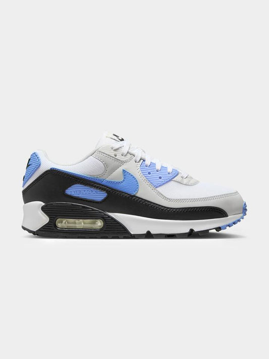 Image of Footwear. Productname: Nike Womens Nike Air Max 90 in WHITE/ROYAL PULSE-PHOTON DUST colour by brand - Nike