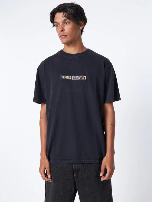 Image of a model wearing Tops. Productname: Thrills Two Side Merch Fit Tee in Black Fade colour by brand - Thrills