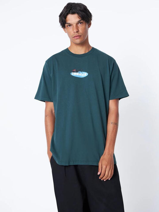 Image of a model wearing Tops. Productname: Thrills Trust In Us Merch Fit Tee in Sycamore colour by brand - Thrills