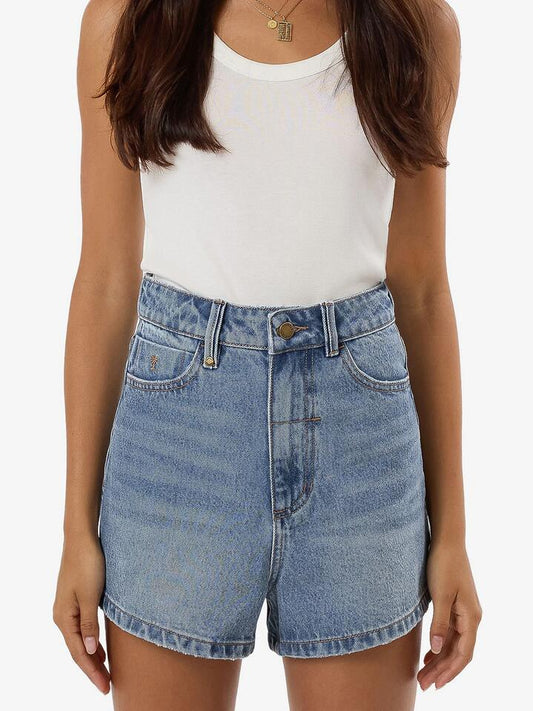 Image of a model wearing Shorts. Productname: Thrills Erica Short in Dark Dust Blue colour by brand - Thrills