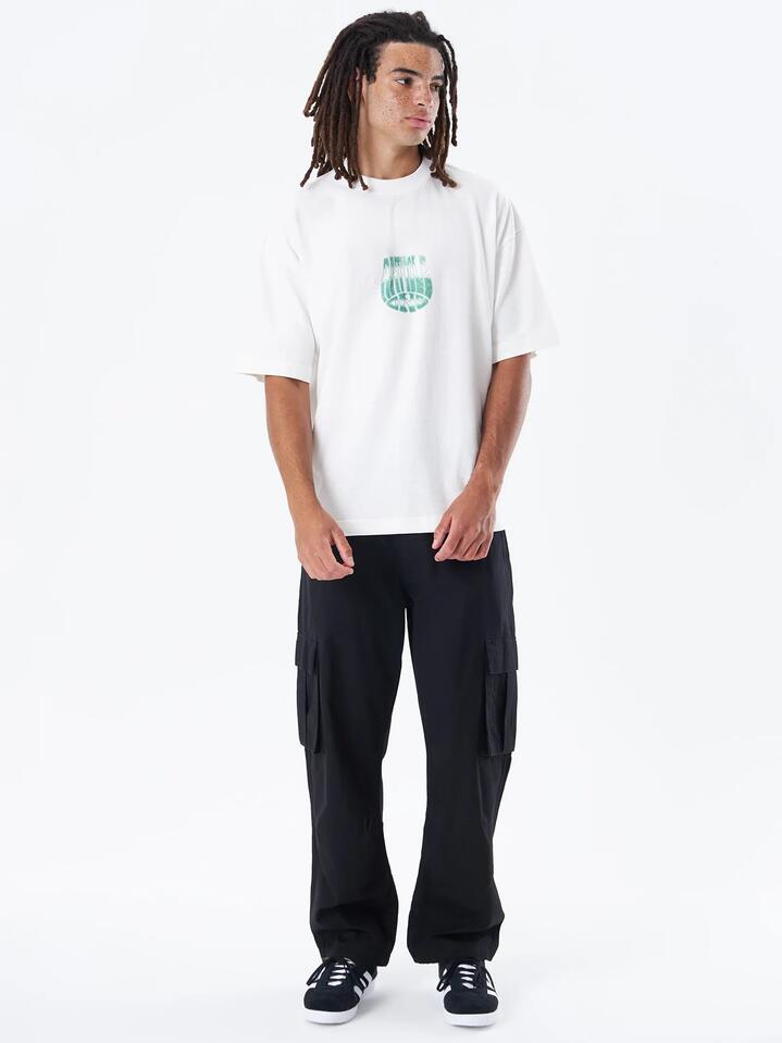 Image of a model wearing Tops. Productname: Article One Mushrooms Boxy Tee in White colour by brand - Article One