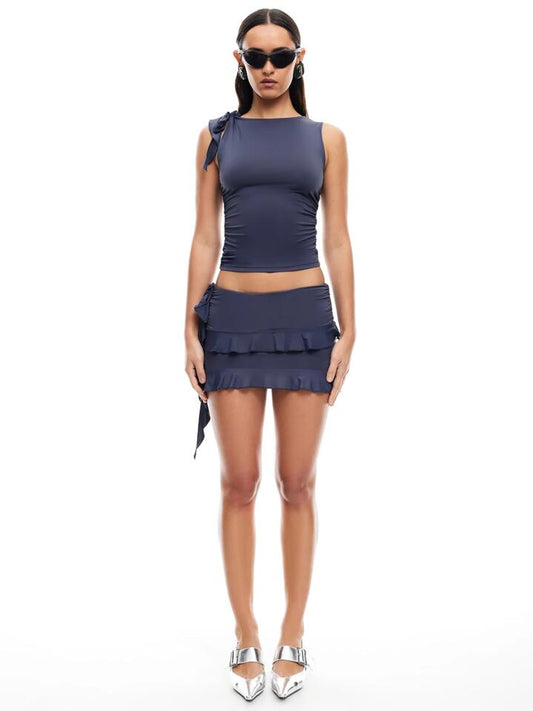 Image of a model wearing Tops. Productname: Lioness Rendezvous Top in MINERAL colour by brand - Lioness