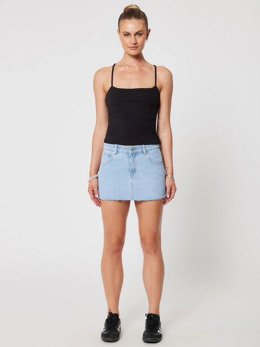 Image of a model wearing Skirts. Productname: Abrand 99 Skirt Kendall in Light Vintage Blue colour by brand - Abrand