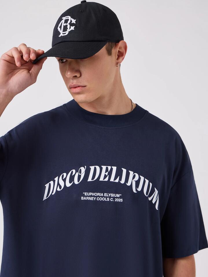 Image of a model wearing Tops. Productname: Barney Cools Delirium Tee in Slate colour by brand - Barney Cools