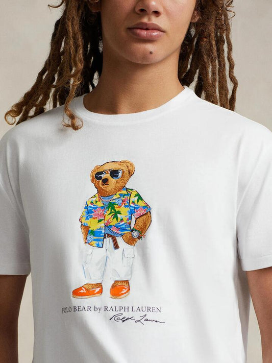 Image of a model wearing Tops. Productname: Polo Ralph Lauren Beach Club Bear in White colour by brand - Polo Ralph Lauren
