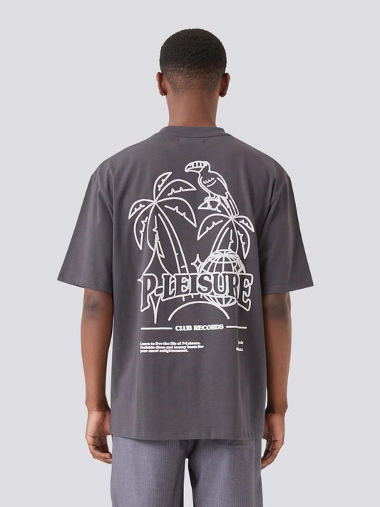 Image of a model wearing Tops. Productname: Barney Cools Club Tee in Pigment Black colour by brand - Barney Cools