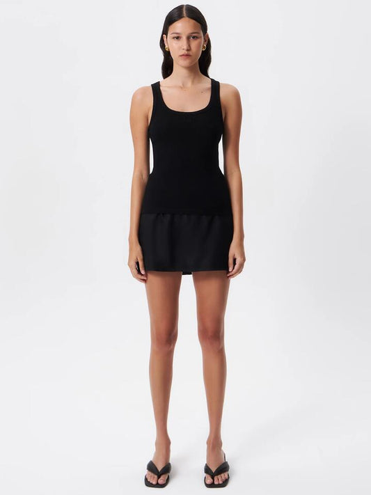 Image of a model wearing Tops. Productname: Lulu & Rose L&R Rib Tank in Black colour by brand - Lulu & Rose