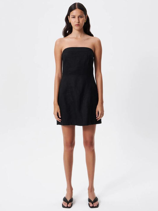 Image of a model wearing Dress. Productname: Lulu & Rose Paige Strapless Dress in Black colour by brand - Lulu & Rose