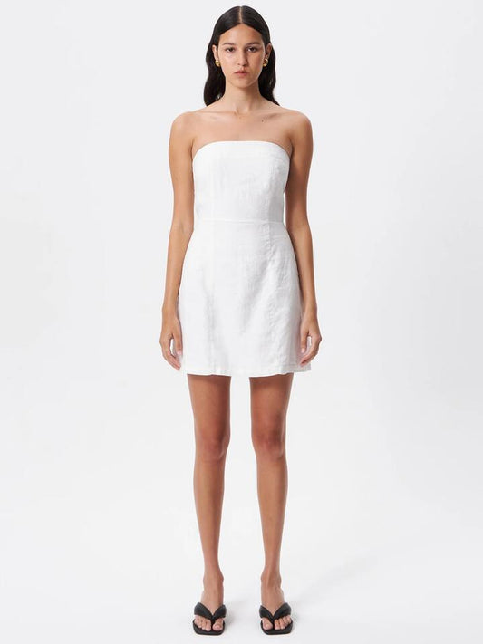 Image of a model wearing Dress. Productname: Lulu & Rose Paige Strapless Dress in Off White colour by brand - Lulu & Rose