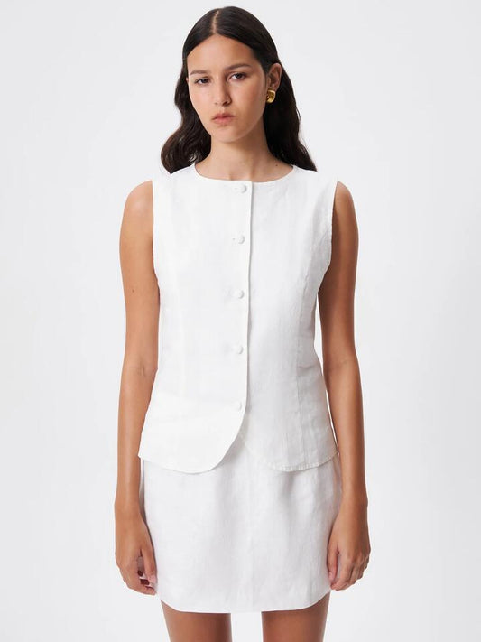 Image of Coats & Jackets. Productname: Lulu & Rose Paige Vest Top in Off White colour by brand - Lulu & Rose