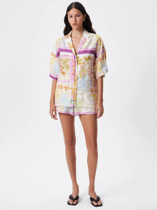 Image of a model wearing Tops. Productname: Lulu & Rose Serena Shirt in Cabana colour by brand - Lulu & Rose