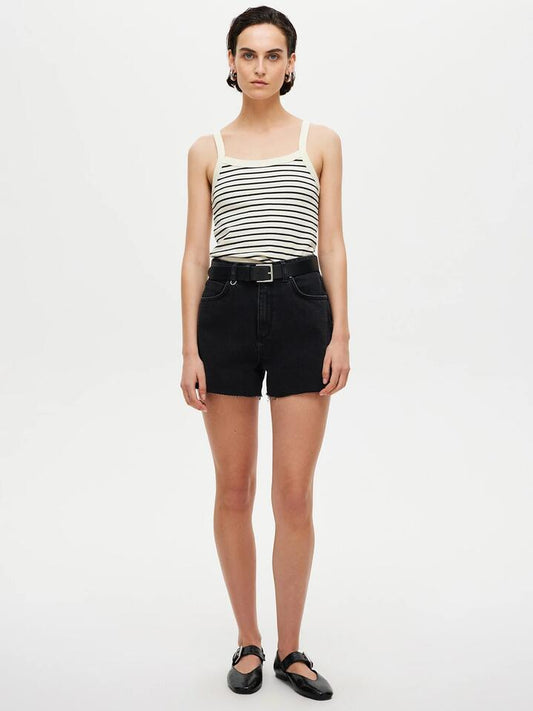 Image of a model wearing Shorts. Productname: Neuw Ryder Short in French Black colour by brand - Neuw