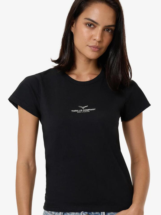 Image of a model wearing Tops. Productname: Thrills Emblem Of Strength Everyday Tee in WASHED BLACK colour by brand - Thrills