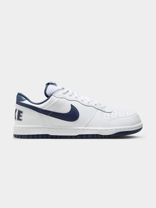 Image of Footwear. Productname: Nike Mens Big Nike Low Shoes in White/Midnight Navy colour by brand - Nike