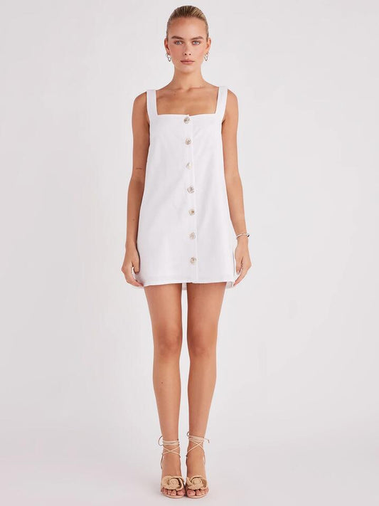 Image of a model wearing Dress. Productname: SNDYS Shelley Dress in White colour by brand - SNDYS