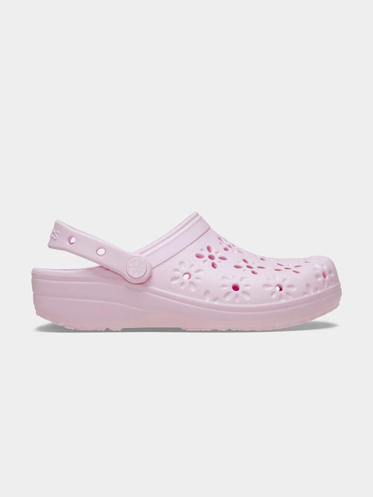 Image of Sandals. Productname: Crocs Classic Floral Cut-Out Clog in Pink Milk colour by brand - Crocs