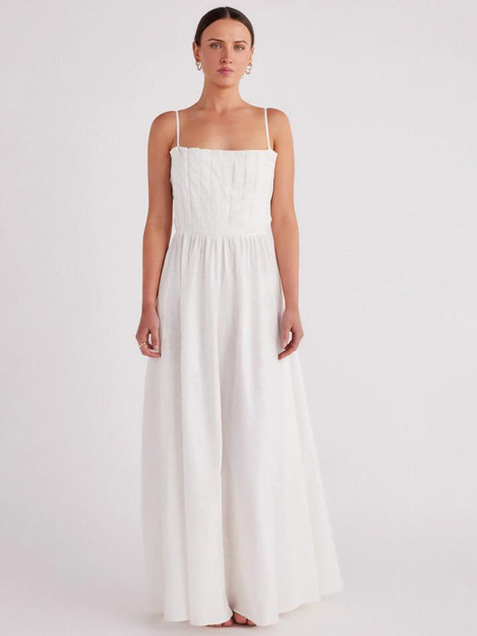 Image of a model wearing Dress. Productname: SNDYS Hilda Maxi Dress in WHITE colour by brand - SNDYS