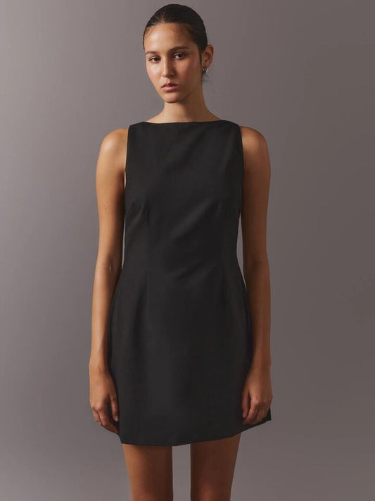Image of a model wearing Dress. Productname: MSE Mini Tailored Dress in Black colour by brand - MSE