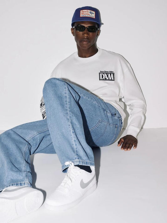 Image of a model wearing Denim. Productname: Abrand A6 Big Baggy John Jeans in Bleach Blue colour by brand - Abrand