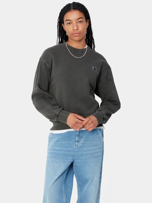 Image of a model wearing Outerwear. Productname: Carhartt Wip Nelson Sweatshirt in Graphite colour by brand - Carhartt Wip