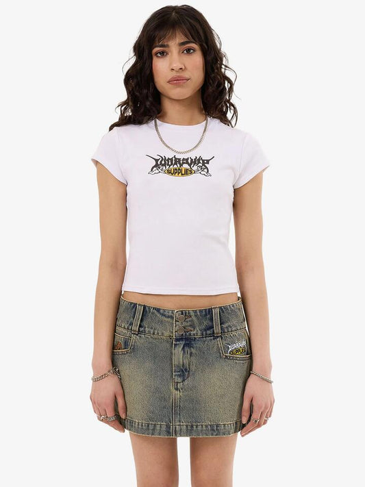 Image of Hats. Productname: Worship Messenger Cap Sleeve Tee in White colour by brand - Worship