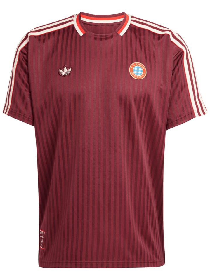 Image of a model wearing Tops. Productname: Adidas FCB Icon Jersey in Shadow Red colour by brand - Adidas