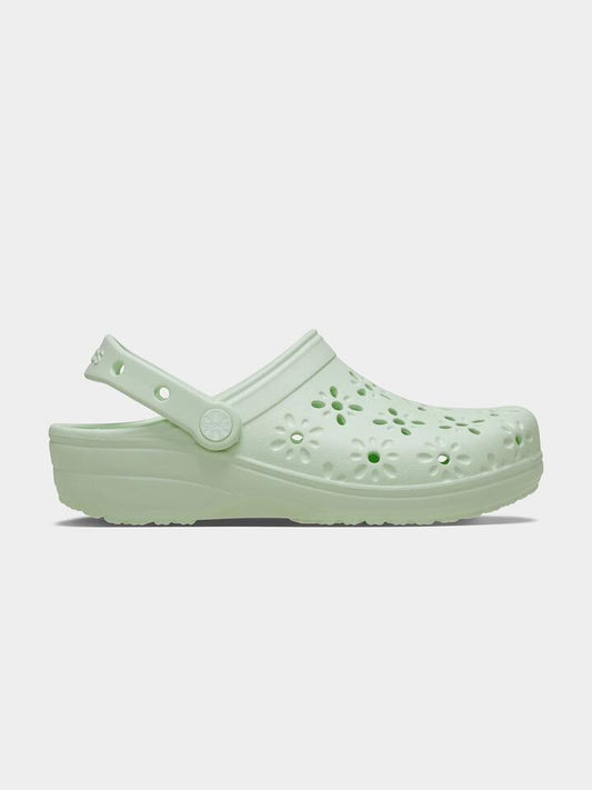 Image of Sandals. Productname: Crocs Classic Floral Cut Out Clog in Jade Tint colour by brand - Crocs