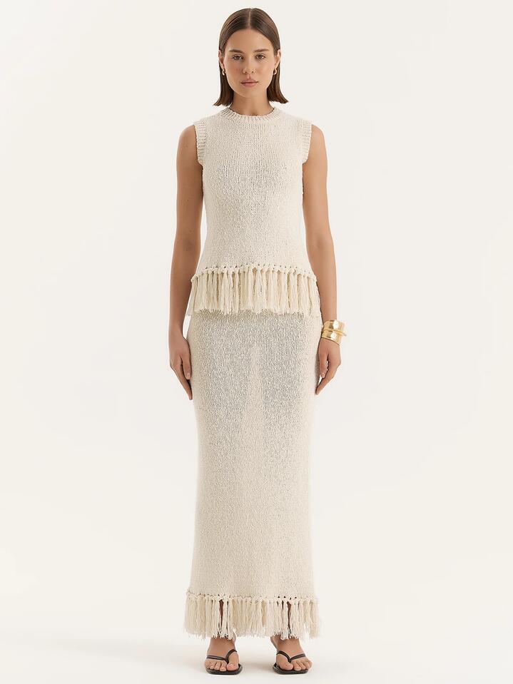 Image of a model wearing Skirts. Productname: 4th & Reckless Lauryn Skirt in Beige colour by brand - 4th & Reckless
