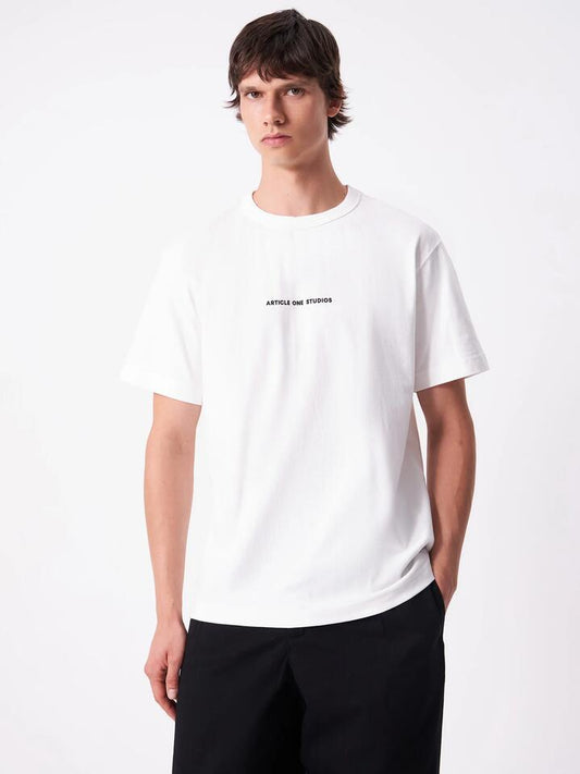 Image of a model wearing Tops. Productname: Article One Everyday Logo Tee in White colour by brand - Article One