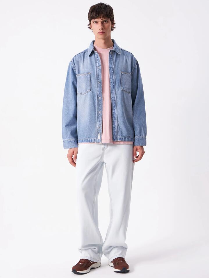 Image of a model wearing Outerwear. Productname: Article One Cody Overshirt in Indigo colour by brand - Article One
