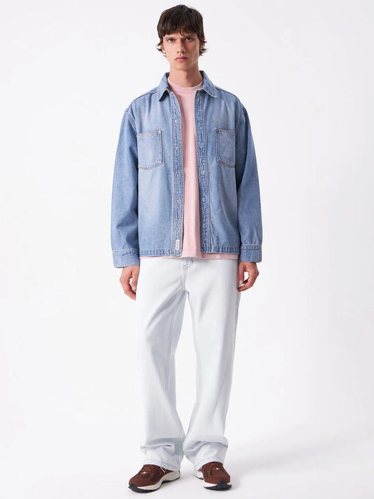 Image of a model wearing Outerwear. Productname: Article One Cody Overshirt in Indigo colour by brand - Article One