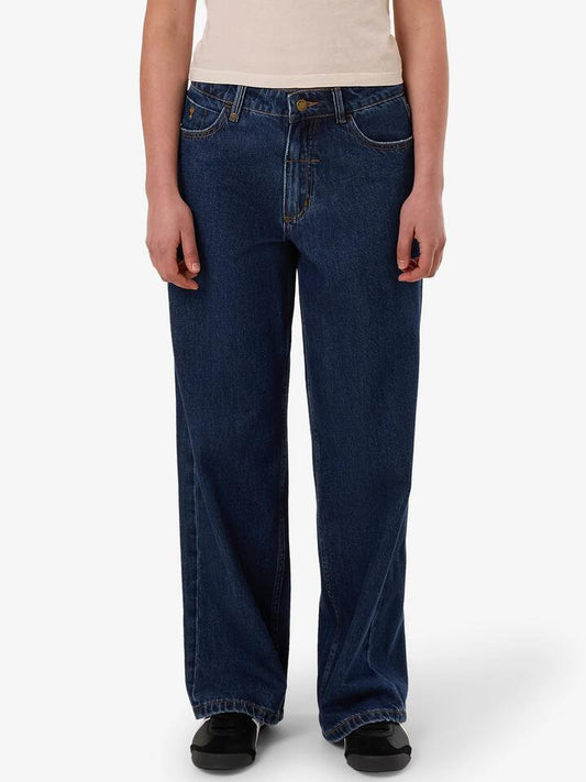 Image of a model wearing Denim. Productname: Thrills Billie Low Jean in Ink Rinsed colour by brand - Thrills