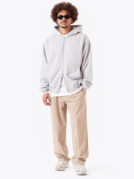 Image of a model wearing Outerwear. Productname: Zanerobe Zip Box Hood in Grey Marle colour by brand - Zanerobe