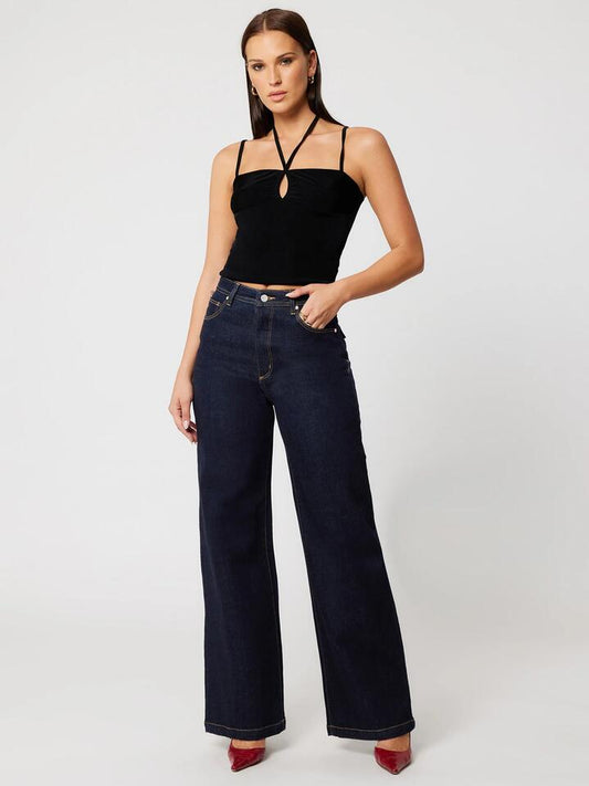 Image of a model wearing Denim. Productname: Abrand 94 Wide Richie Jeans in Rinse Denim colour by brand - Abrand