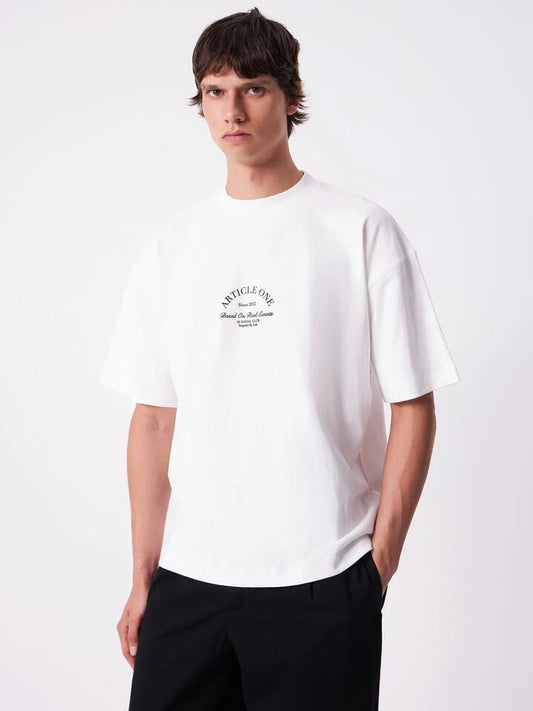 Image of a model wearing Tops. Productname: Article One Society Tee in White colour by brand - Article One