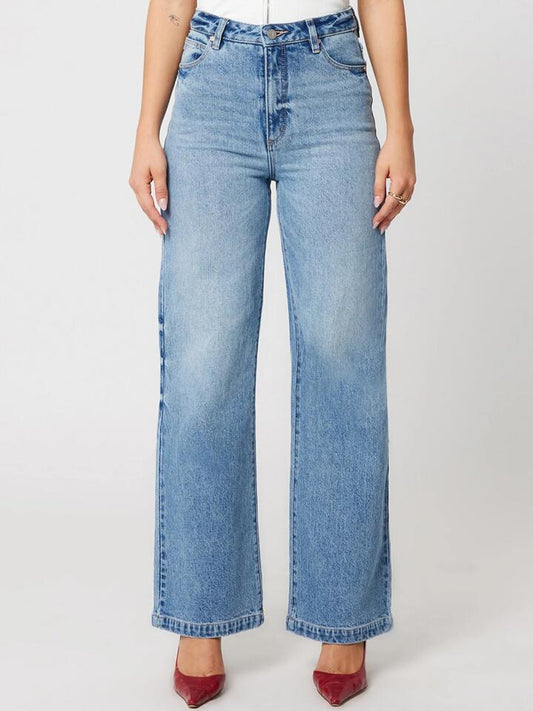 Image of a model wearing Denim. Productname: Abrand 94 High & Wide In Light Vintage Blue in Light Vintage Blue colour by brand - Abrand