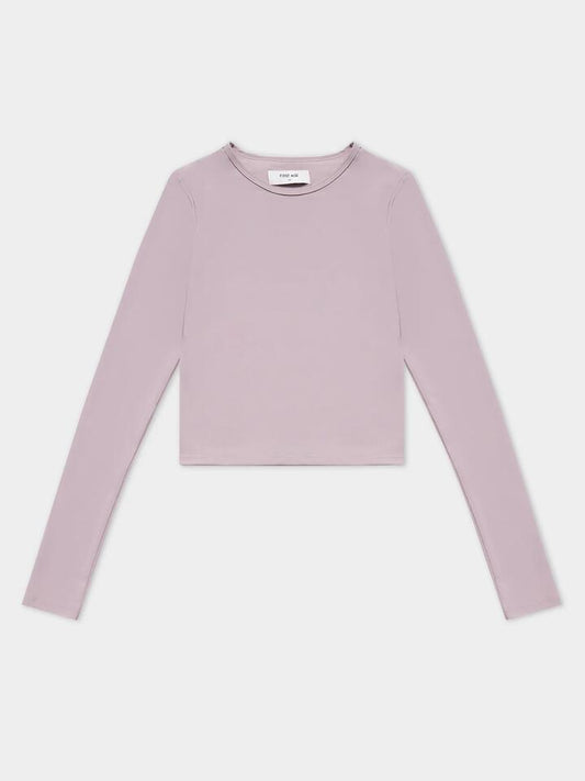 Image of a model wearing Tops. Productname: First Mse Standard Long Sleeve Tee in Dusty Rose colour by brand - First Mse