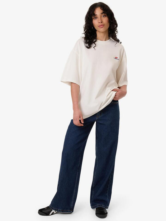 Image of a model wearing Tops. Productname: Thrills Navigate Oversized Tee in Chalk colour by brand - Thrills