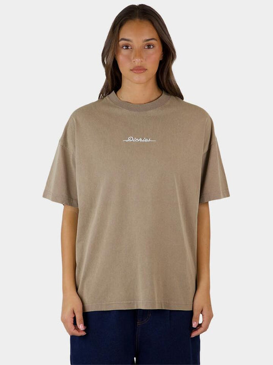 Image of a model wearing Tops. Productname: Dickies Oversized Tee in Colorado Acid Wash colour by brand - Dickies