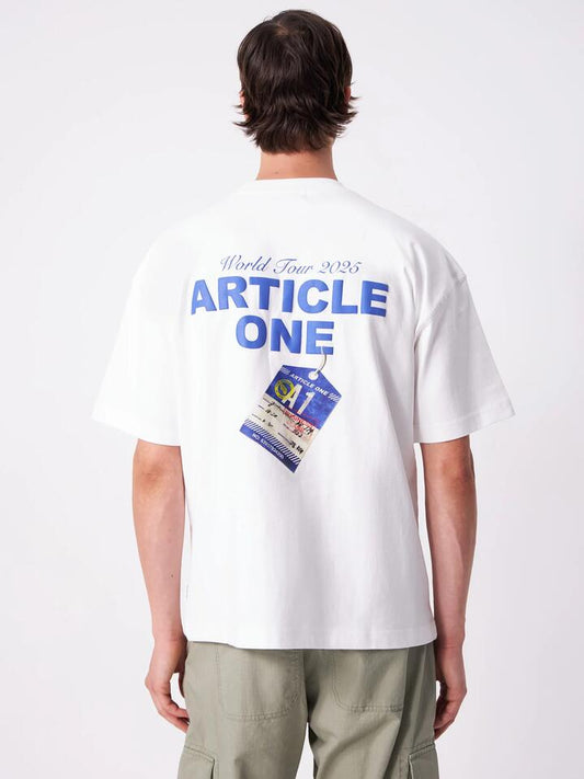 Image of a model wearing Tops. Productname: Article One Still On Vacay Tee in White colour by brand - Article One
