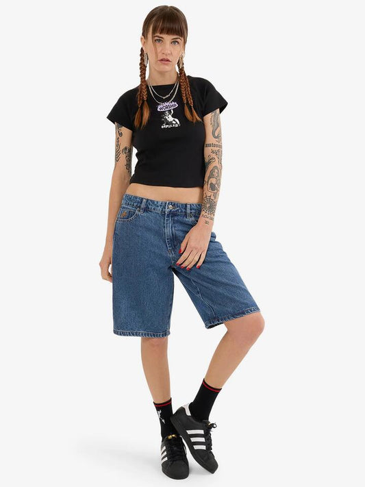 Image of a model wearing Shorts. Productname: Worship Hold Up Worship Big Baggy Short in SKY HIGH BLUE colour by brand - Worship
