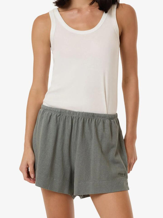 Image of a model wearing Shorts. Productname: Thrills Hemp Relax Short in GREEN SMOKE colour by brand - Thrills