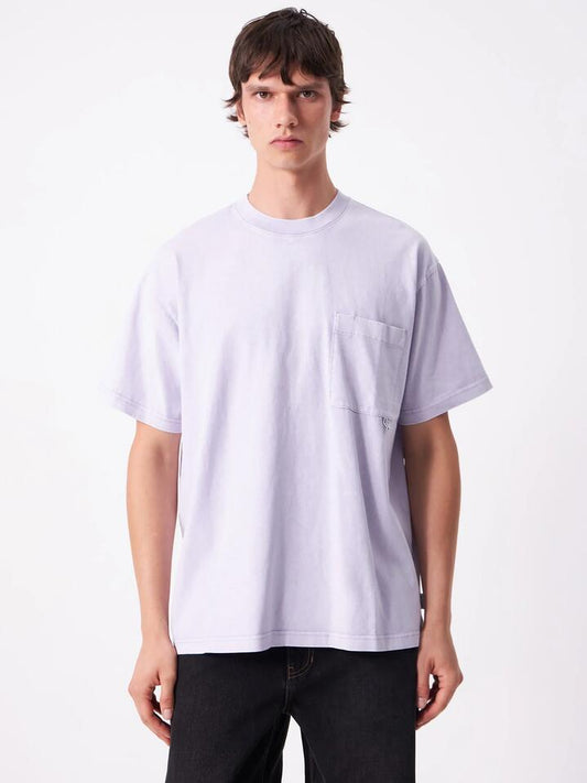 Image of a model wearing Tops. Productname: Article One Sayo Pocket Tee in Lavender colour by brand - Article One